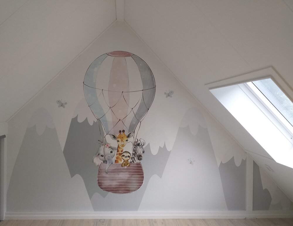 Behang jungle luchtballon