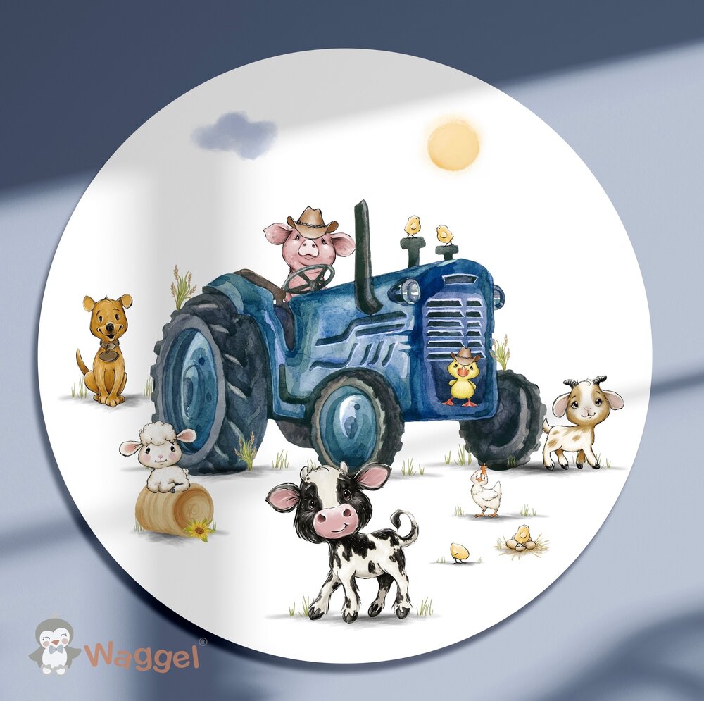 tractor boerderijdieren muurcirkel