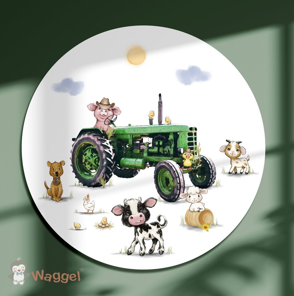 tractor boerderijdieren muurcirkel