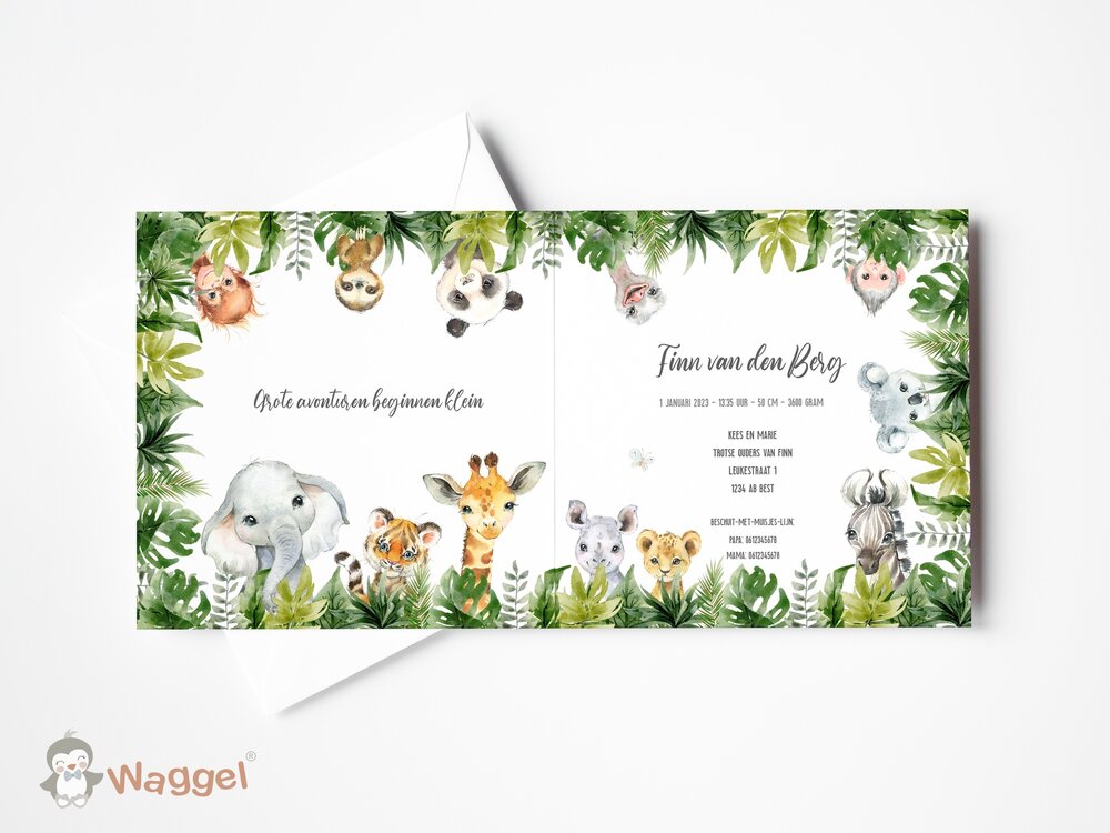 geboortekaartje jungle