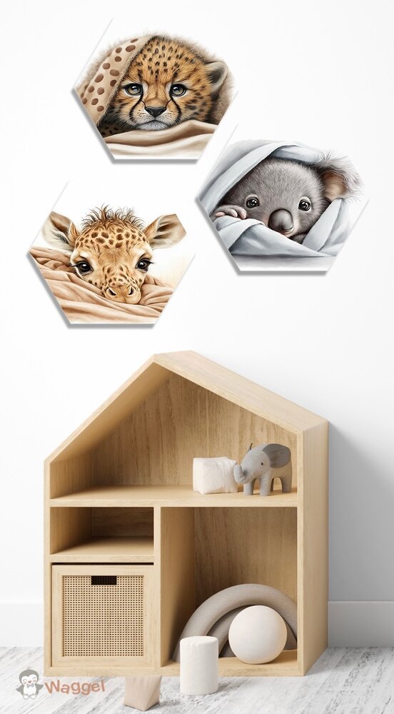 Hexagon set Sweet dreams cheetah, giraf en koala