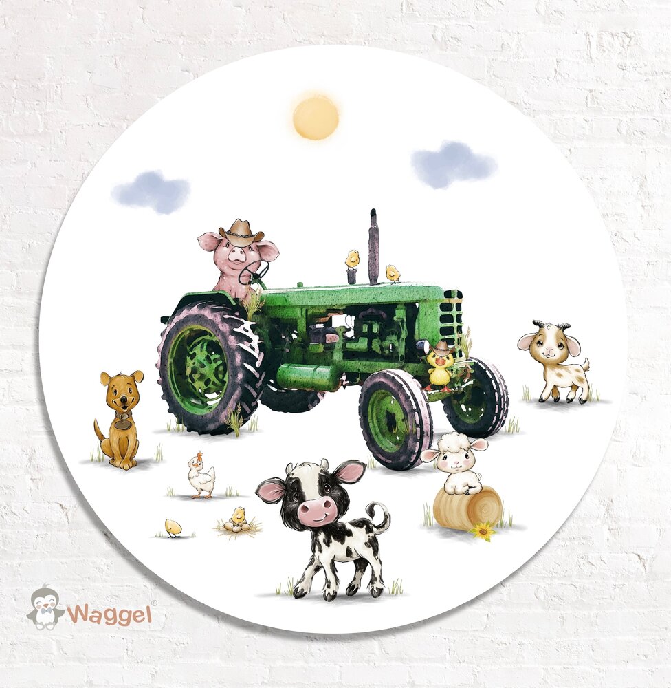 tractor groen muurcirkel
