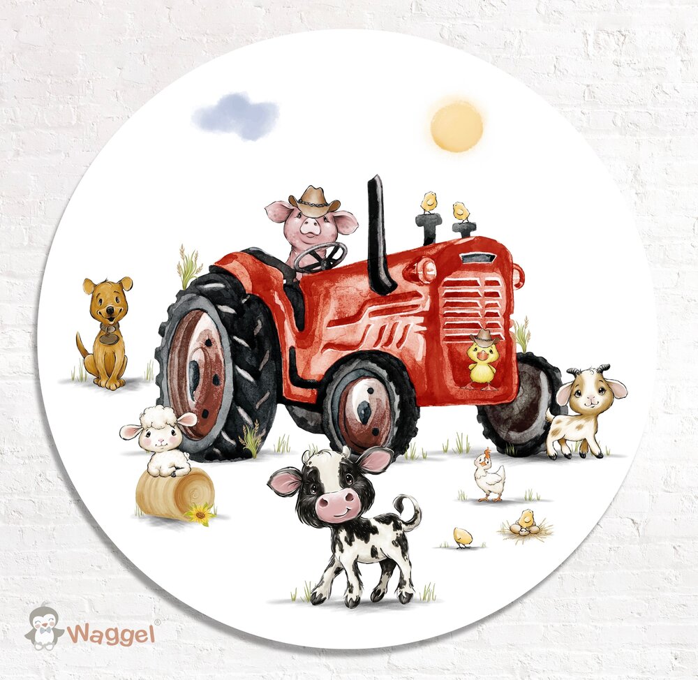 muurcirkel tractor rood