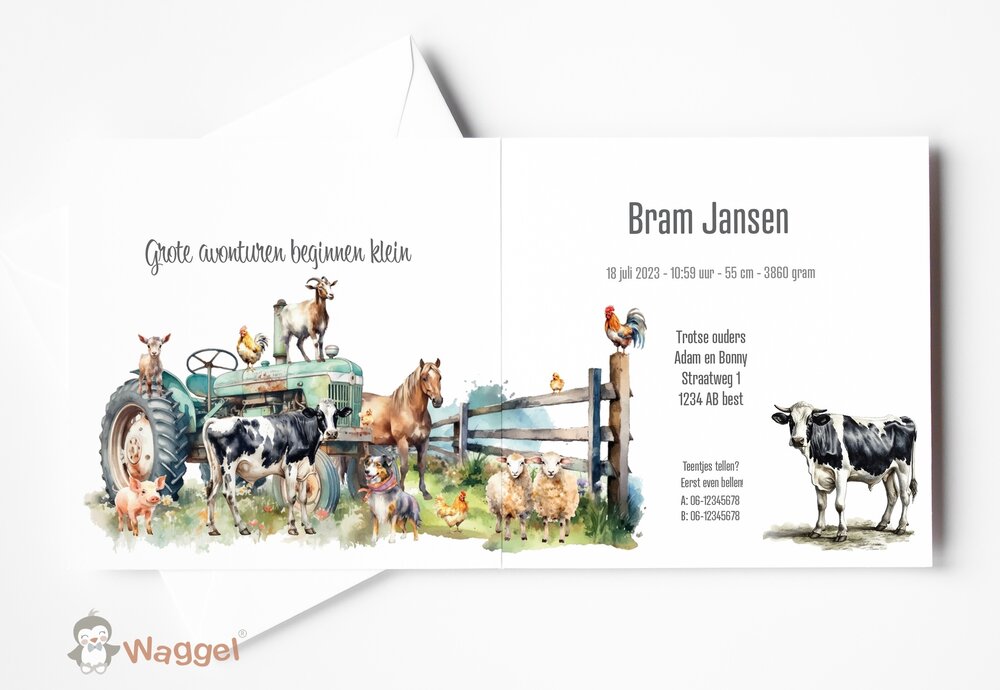 geboortekaartje boerderijdieren