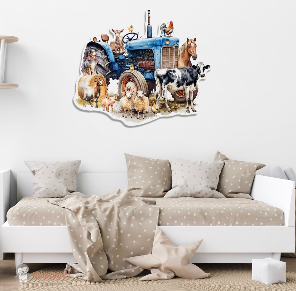 trekker blauw muurdecoratie