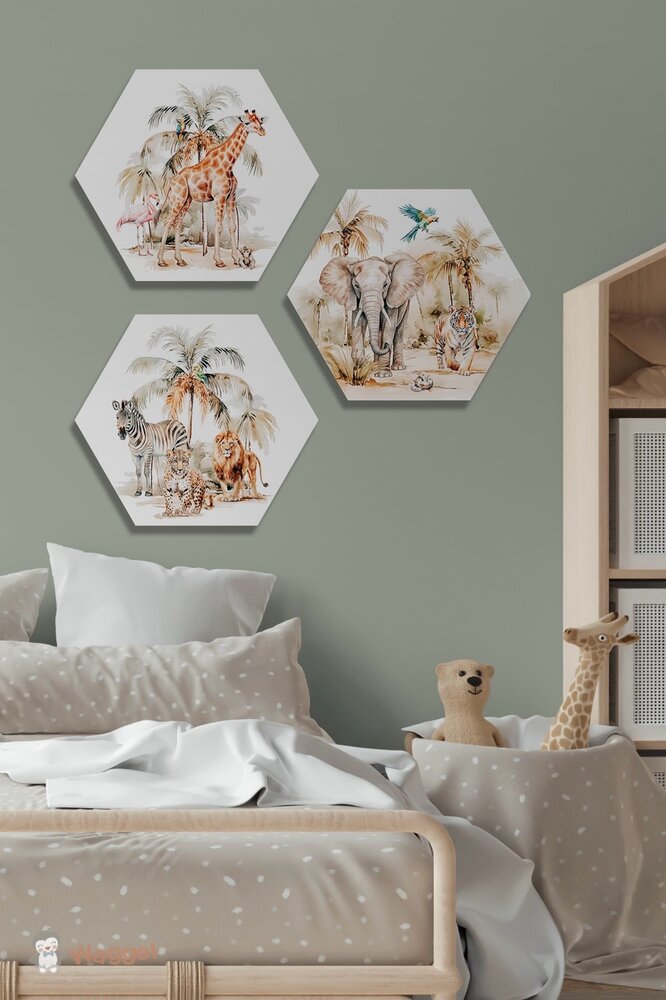 Hexagon set Tropical jungle