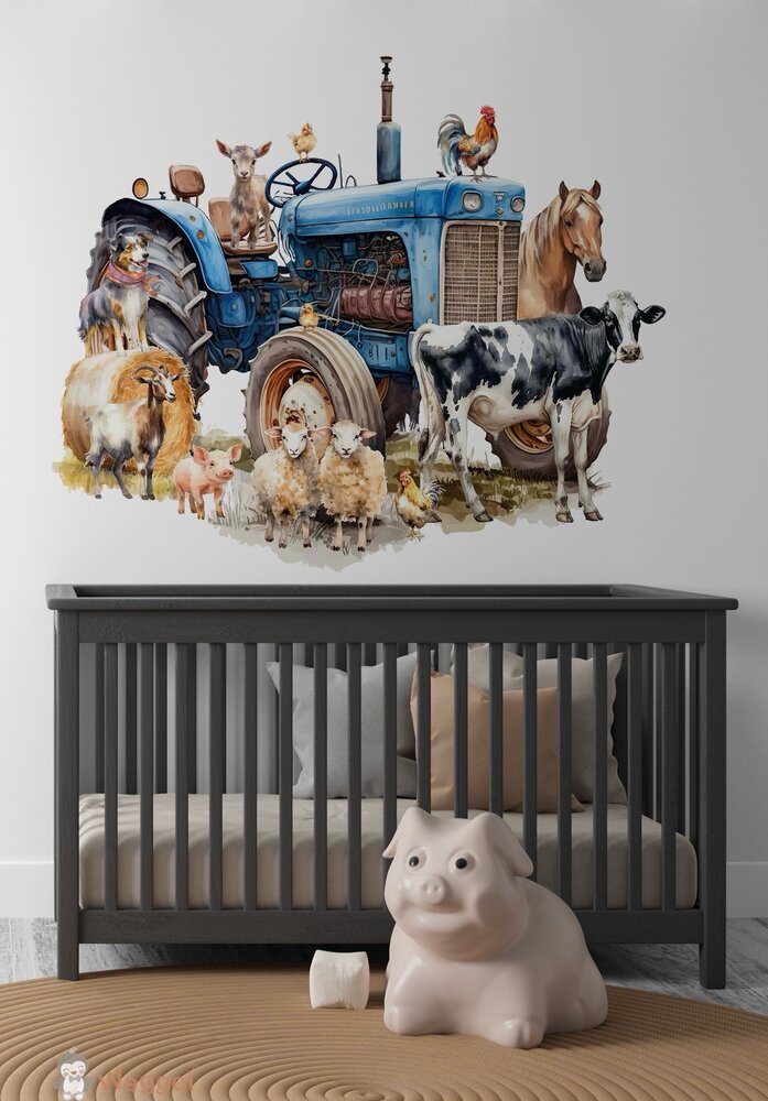 Behang Farmlife tractor blauw