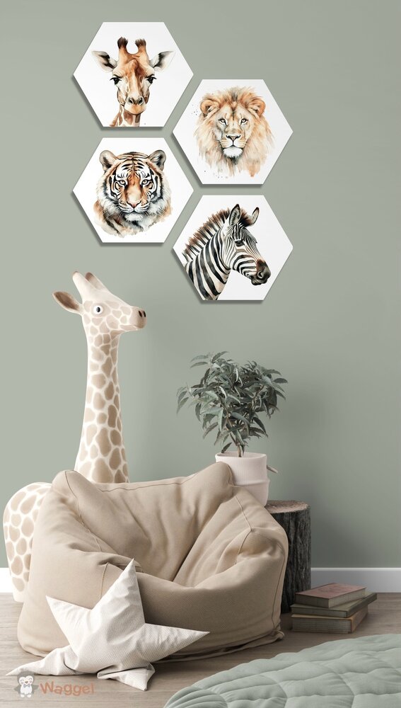 Hexagon set van 4 Tropical jungle 