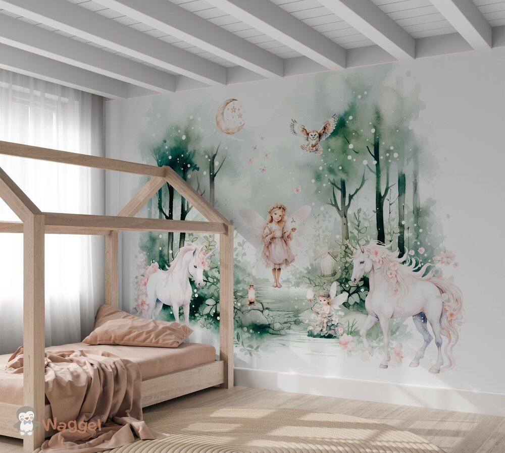 Behang Fairy tale elfjes en eenhoorns