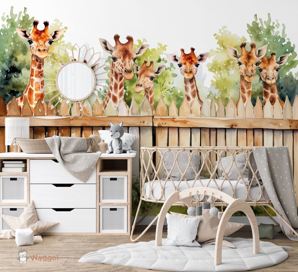 Behang into the wild giraffen