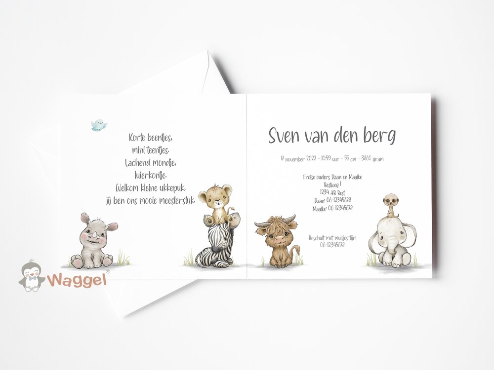 Geboortekaarten jungle cuties