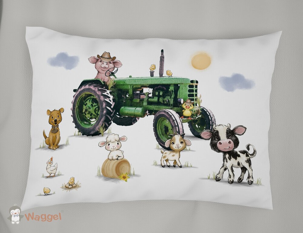 kussensloop met tractor