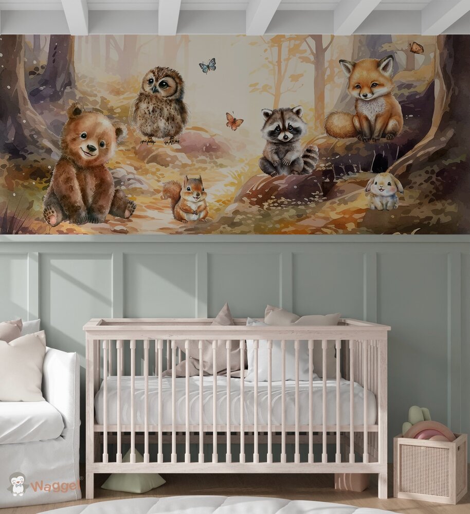 Behang Magic Forest &quot;Morning sun&quot; (geschikt voor een brede en smalle muur bijv. boven lambrisering)