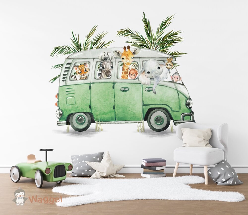groene bus behang 