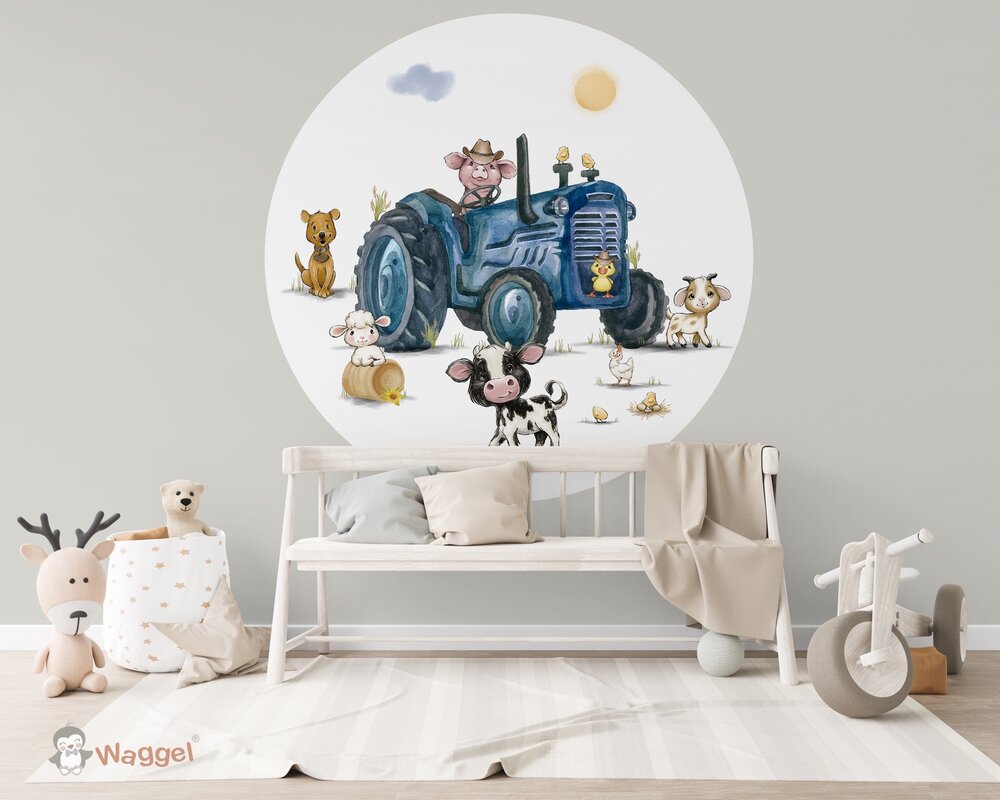 behangcirkel tractor blauw