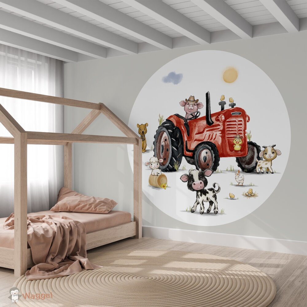 behangcirkel tractor rood