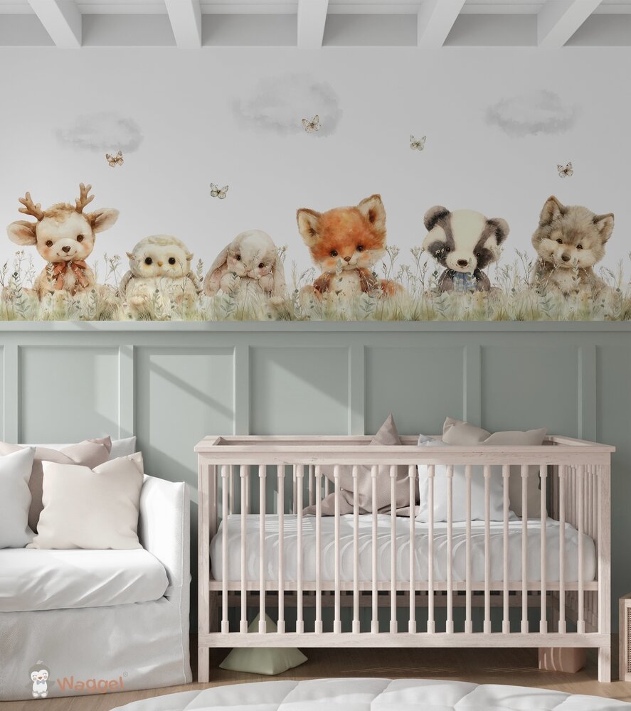 Behang Sweethearts bosdieren (geschikt voor een brede en smalle muur bijv. boven lambrisering)