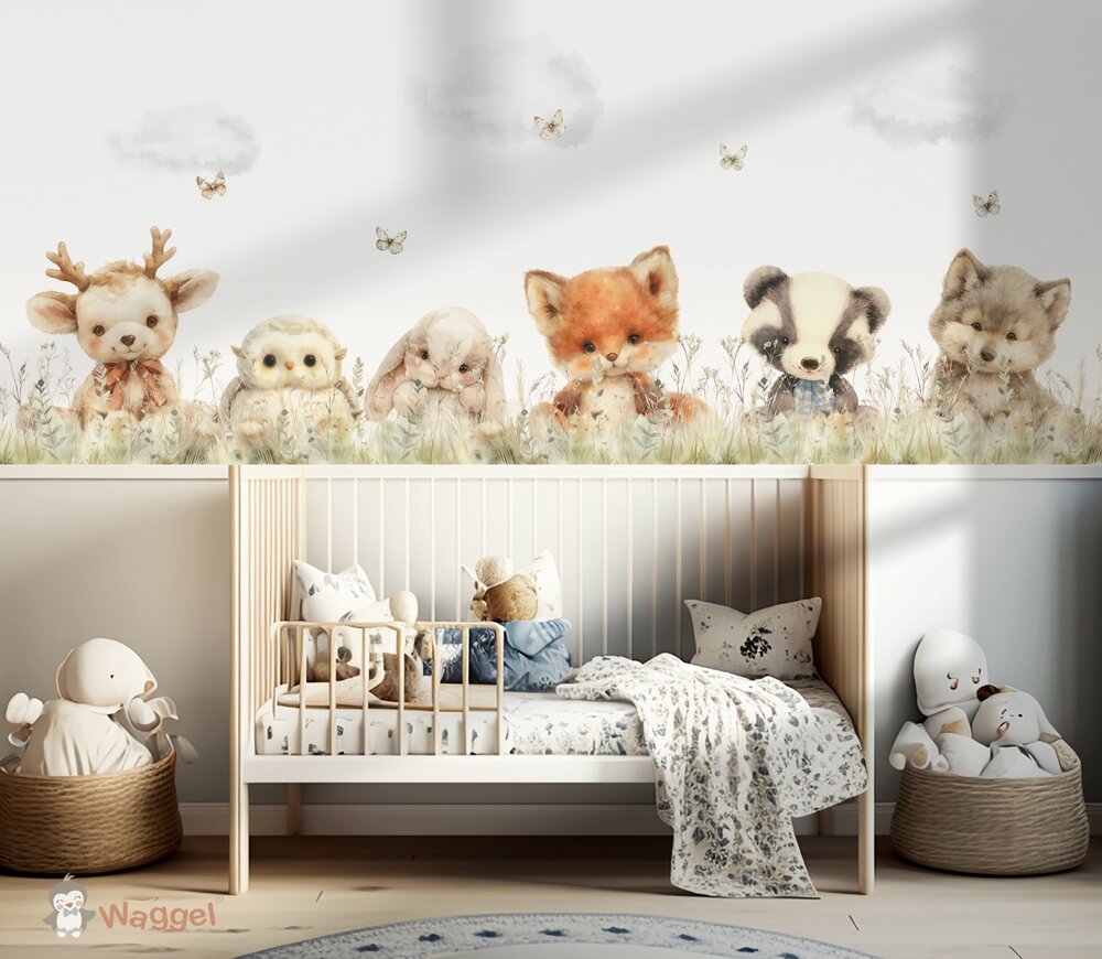 Behang Sweethearts bosdieren (geschikt voor een brede en smalle muur bijv. boven lambrisering)