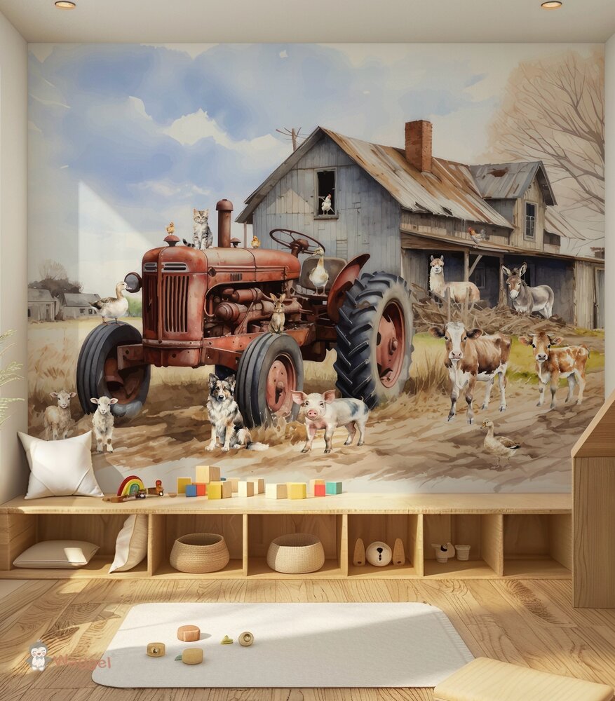 tractor behang kinderkamer