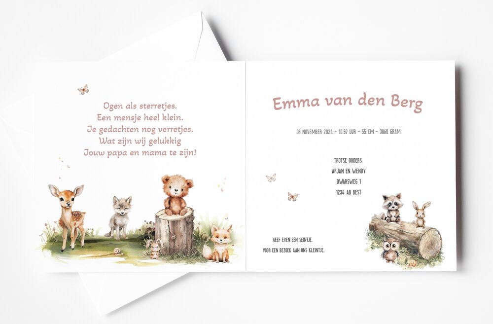 geboortekaartje bosdieren