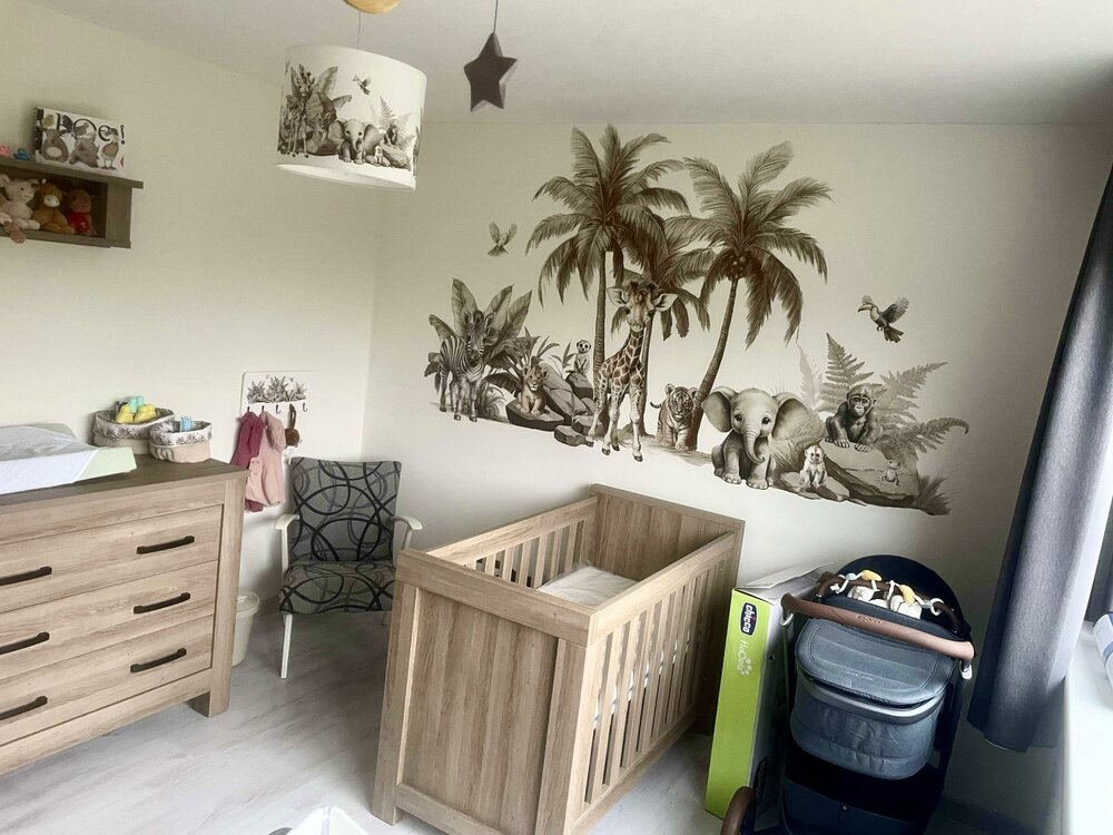 Behang Jungle naturel Little ones (geschikt voor een brede en smalle muur bijv. boven lambrisering)