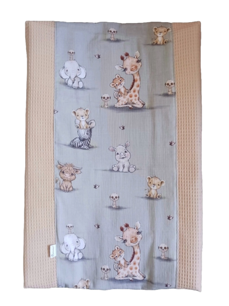 Aankleedkussenhoes verticaal jungle cuties groen