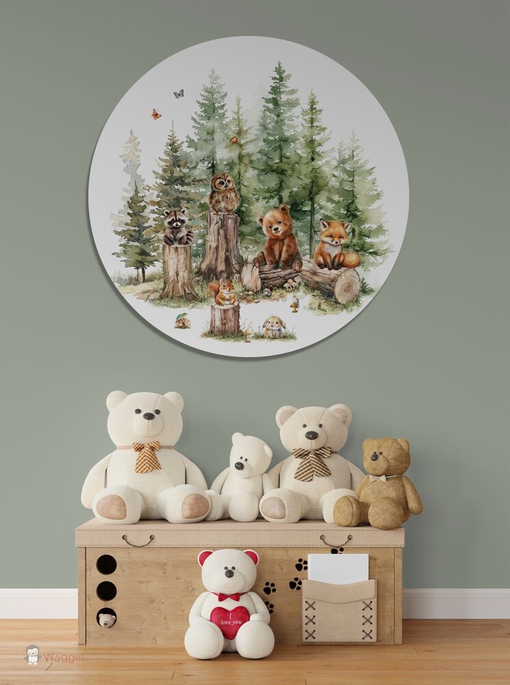 muurdecoratie met bosdieren