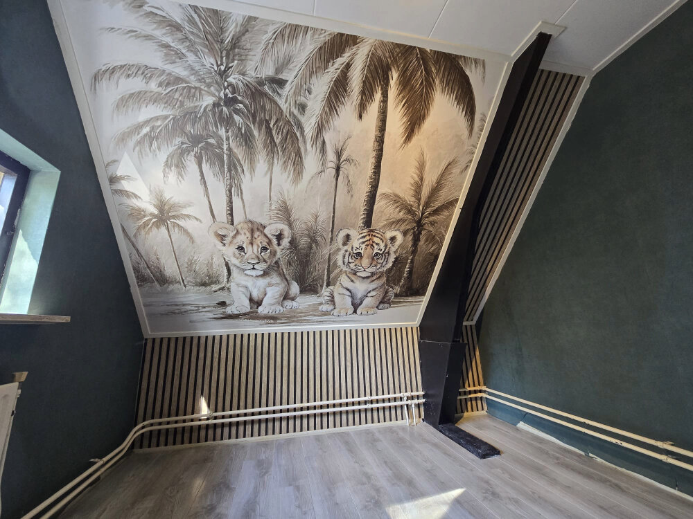 tijger en leeuw behang