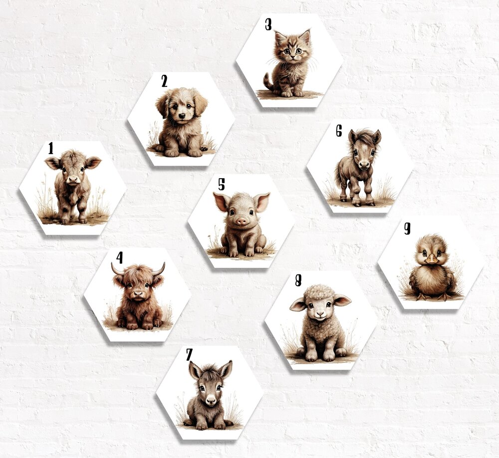 boerderijdieren hexagons