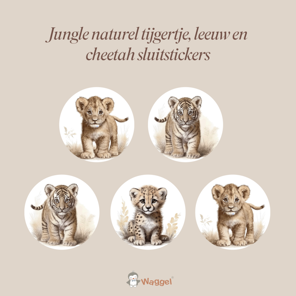 Geboortekaarten Jungle naturel tijgertje, leeuwtje of cheetah