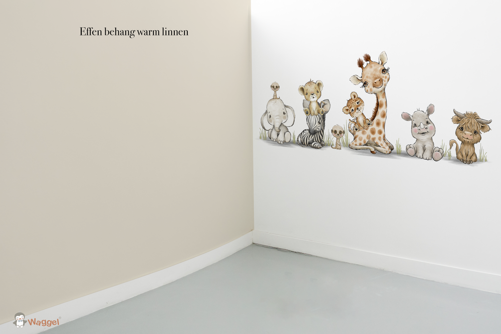 Behang effen bijpassend bij Jungle cuties halve muur en lambrisering