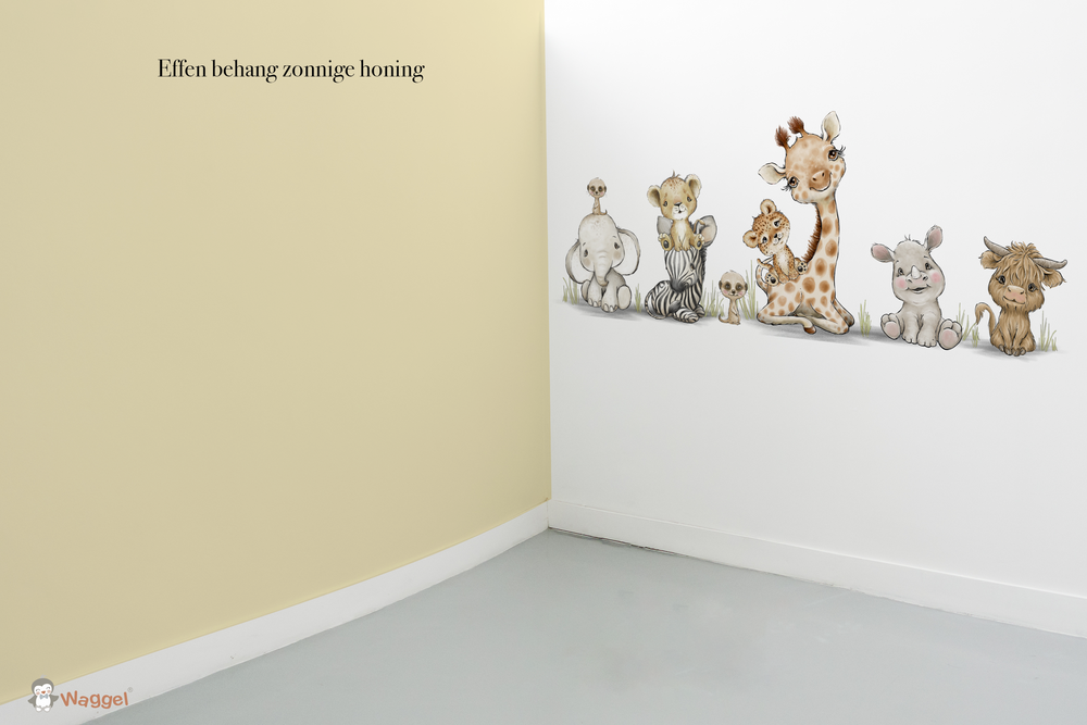 Behang effen bijpassend bij Jungle cuties halve muur en lambrisering