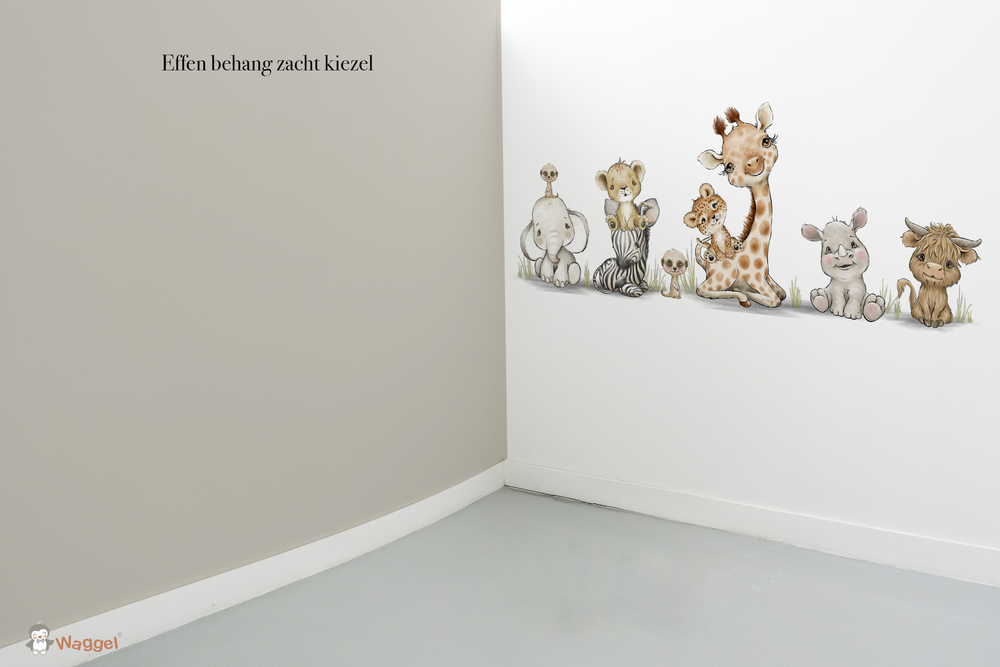 Behang effen bijpassend bij Jungle cuties halve muur en lambrisering