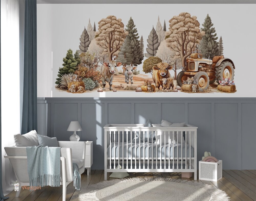 Behang Vintage Farm (geschikt voor een brede en smalle muur bijv. boven lambrisering)