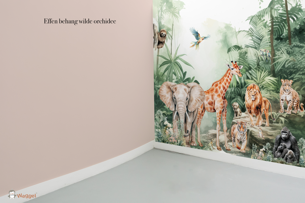 Behang sample effen bijpassend Tropical jungle forest