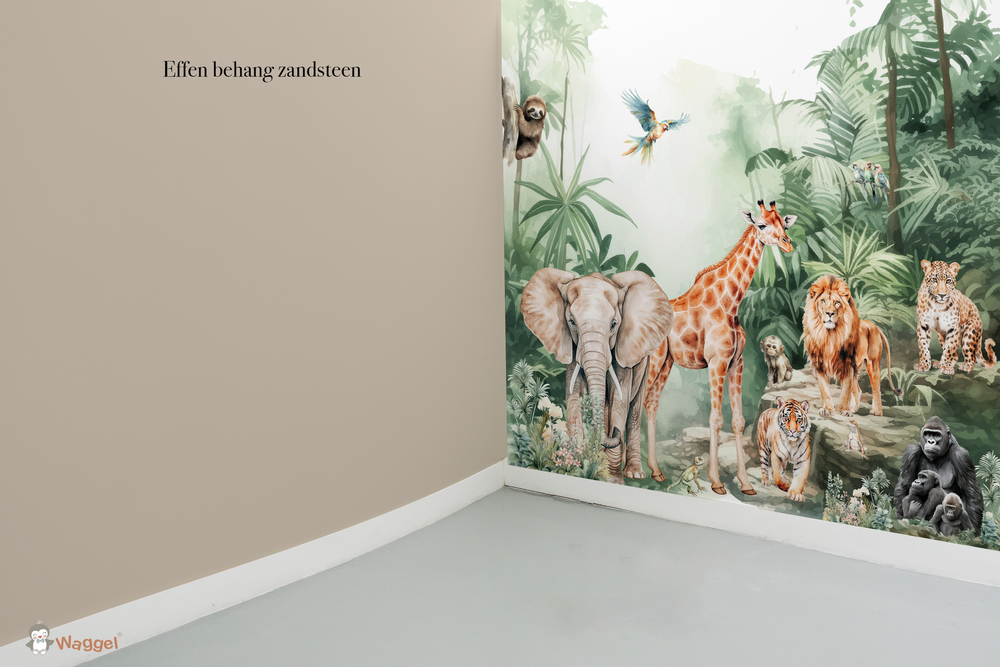 Behang sample effen bijpassend Tropical jungle forest