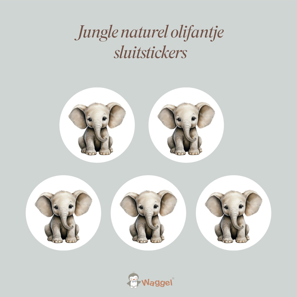 Proefdruk geboortekaartje Jungle naturel olifantje