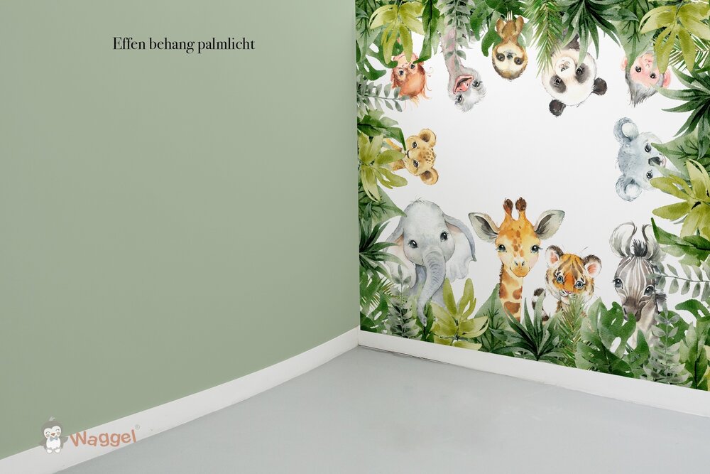 Behang effen bijpassend bij jungle