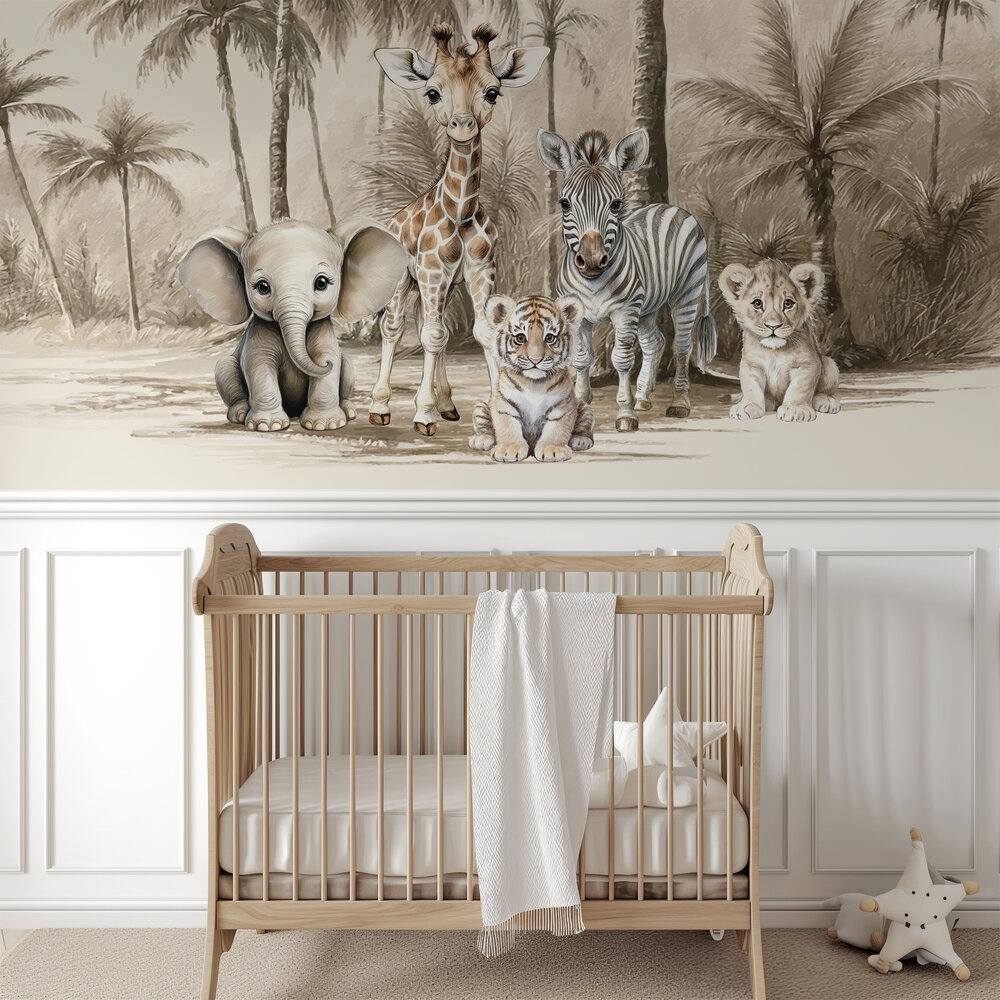 Behang Jungle naturel Little ones adventure (geschikt voor een brede en smalle muur bijv. boven lambrisering)