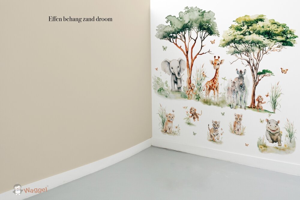 Behang sample effen bijpassend bij Jungle fun
