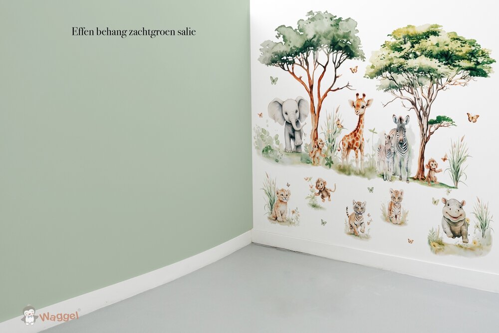 Behang sample effen bijpassend bij Jungle fun
