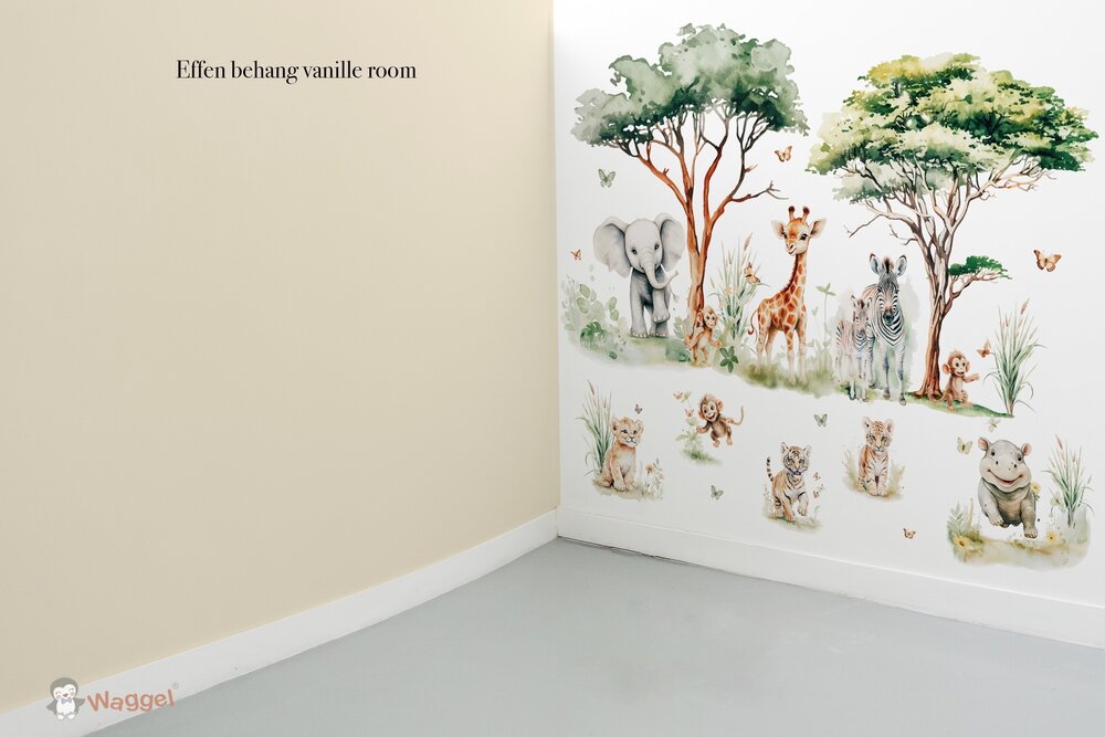 Behang sample effen bijpassend bij Jungle fun