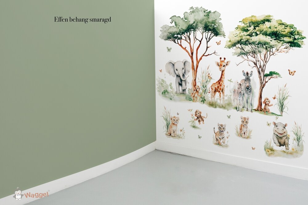 Behang sample effen bijpassend bij Jungle fun