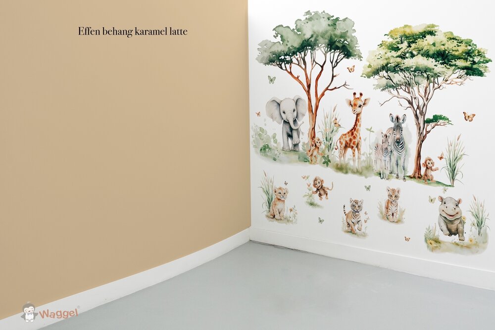 Behang sample effen bijpassend bij Jungle fun