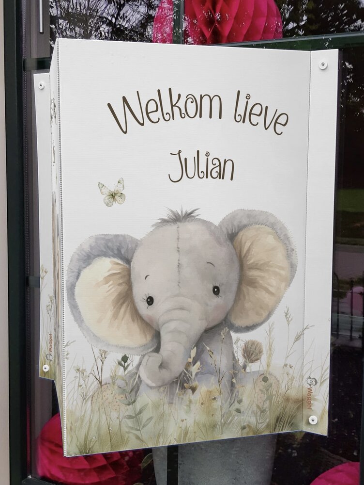 Geboortebord raam Sweethearts olifant