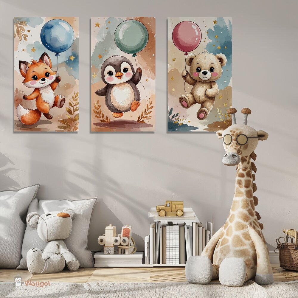 Muurdecoratie Happy Tails vos, pingu&iuml;n en beertje
