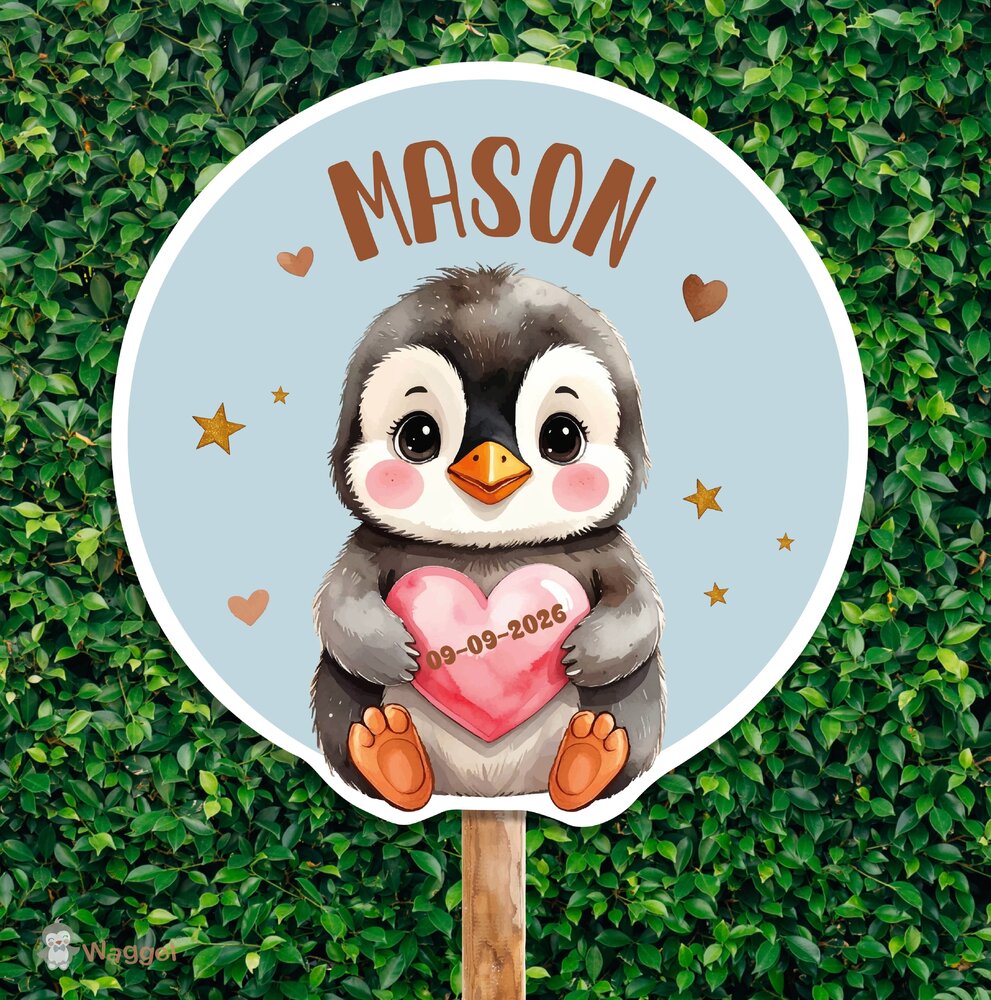 Geboortebord Happy Tails pingu&iuml;n