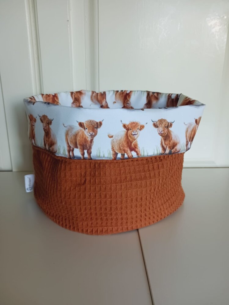 Commodemandje Schotse Hooglanders cognac wafelstof