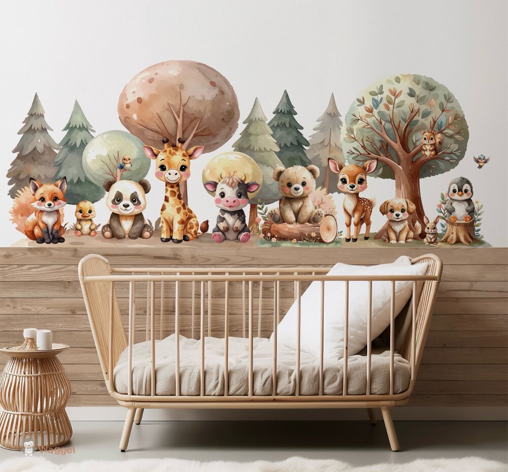 Behang Happy Tails met lambrisering