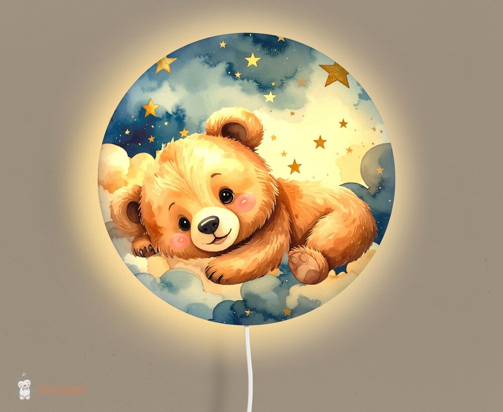 Wandlamp rond Happy Tails beertje in de wolken